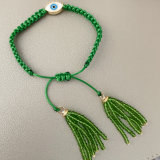pave cz bead weave bracelet with chinese crystal tassel
