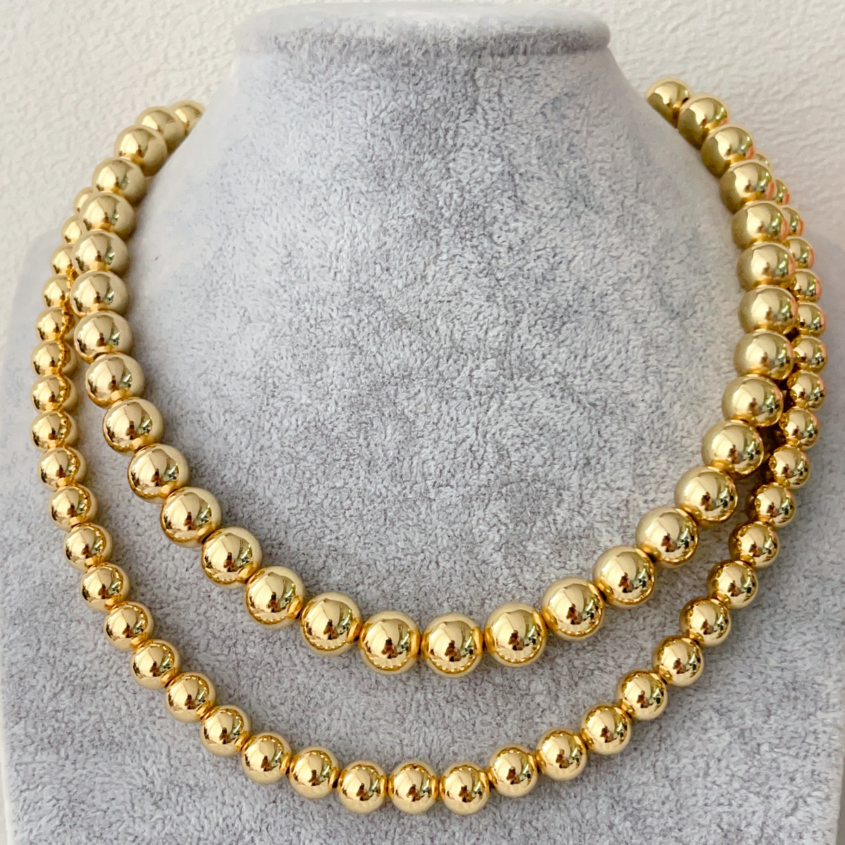Gold ball necklace choker 8mm and 10mm