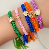 pave cz bead weave bracelet with chinese crystal tassel