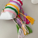 pave cz bead weave bracelet with chinese crystal tassel