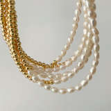 Half bead half pearl necklace