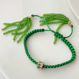 pave cz bead weave bracelet with chinese crystal tassel