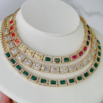 Pave square chain necklace