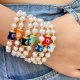 Pearl evil eye elastic bracelet