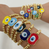 Gold plated round / square bead elastic bracelet