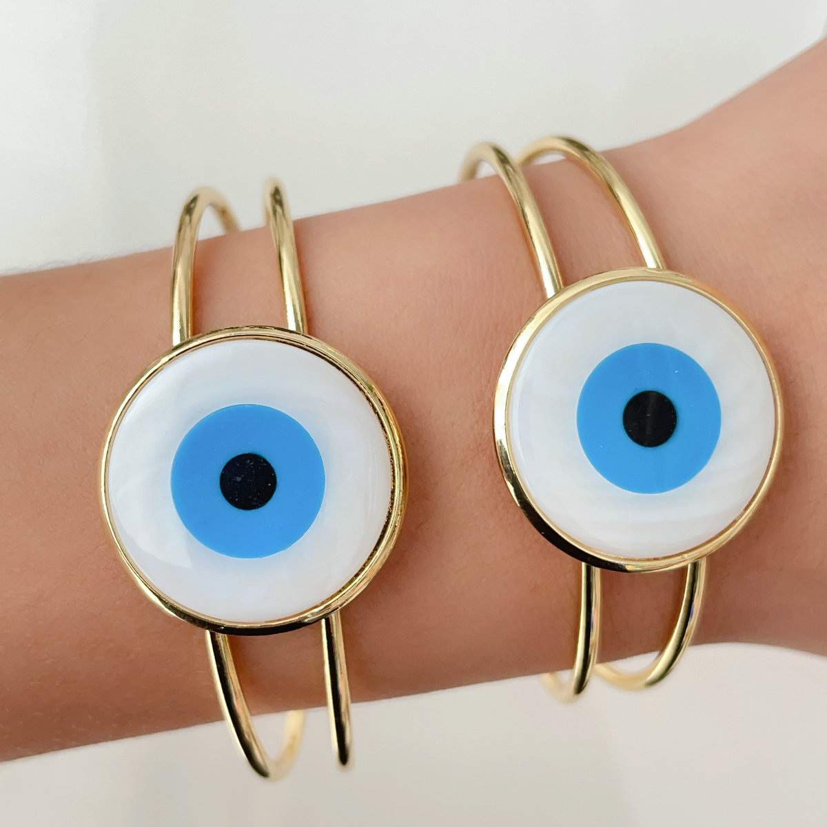 Big white evil eye bangle