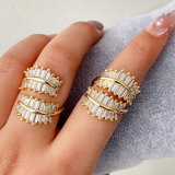 Pave cz leaf ring