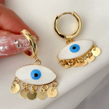 Enamel white evil eye earrings
