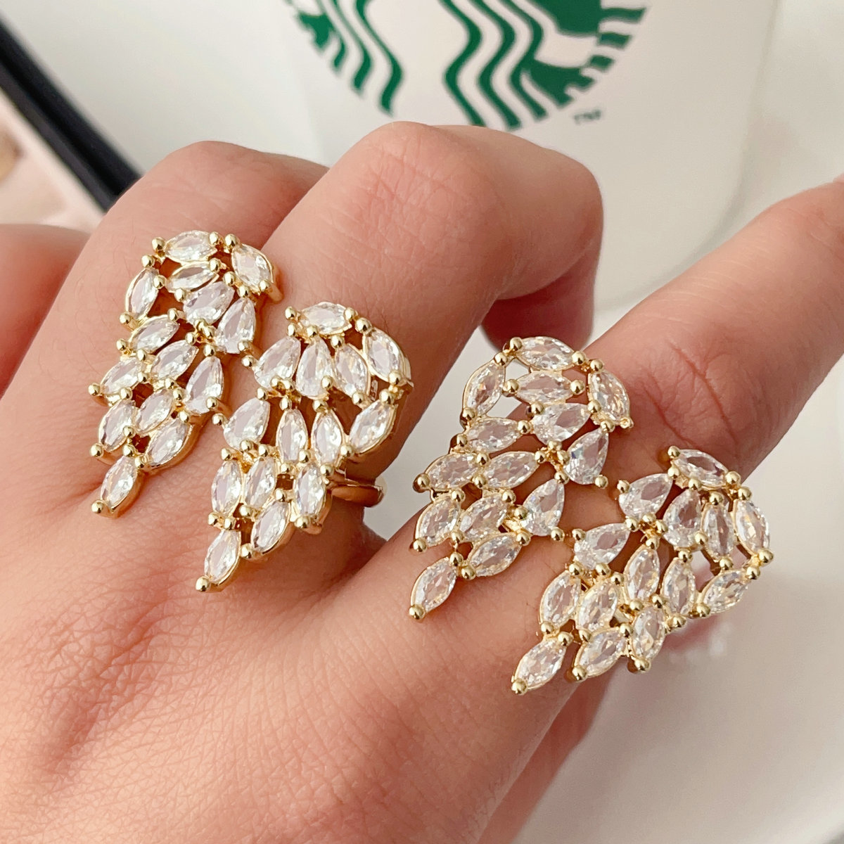 Pave cz wing ring