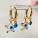 Enamel star eye drop earrings