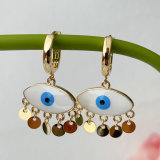 Enamel white evil eye earrings