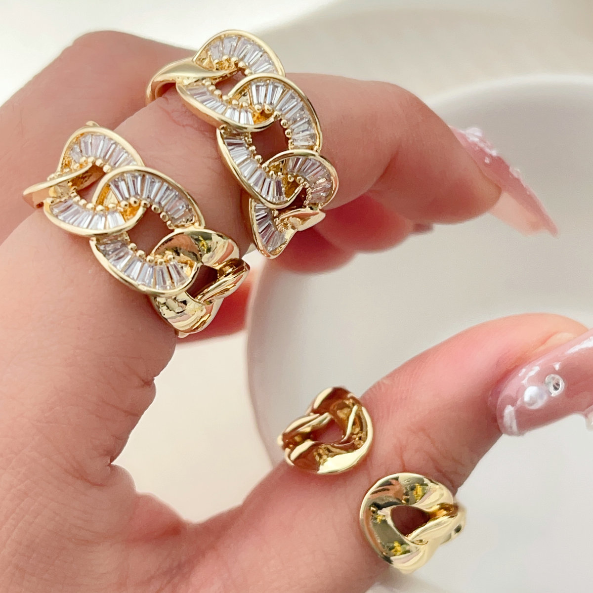 Pave cz chain ring
