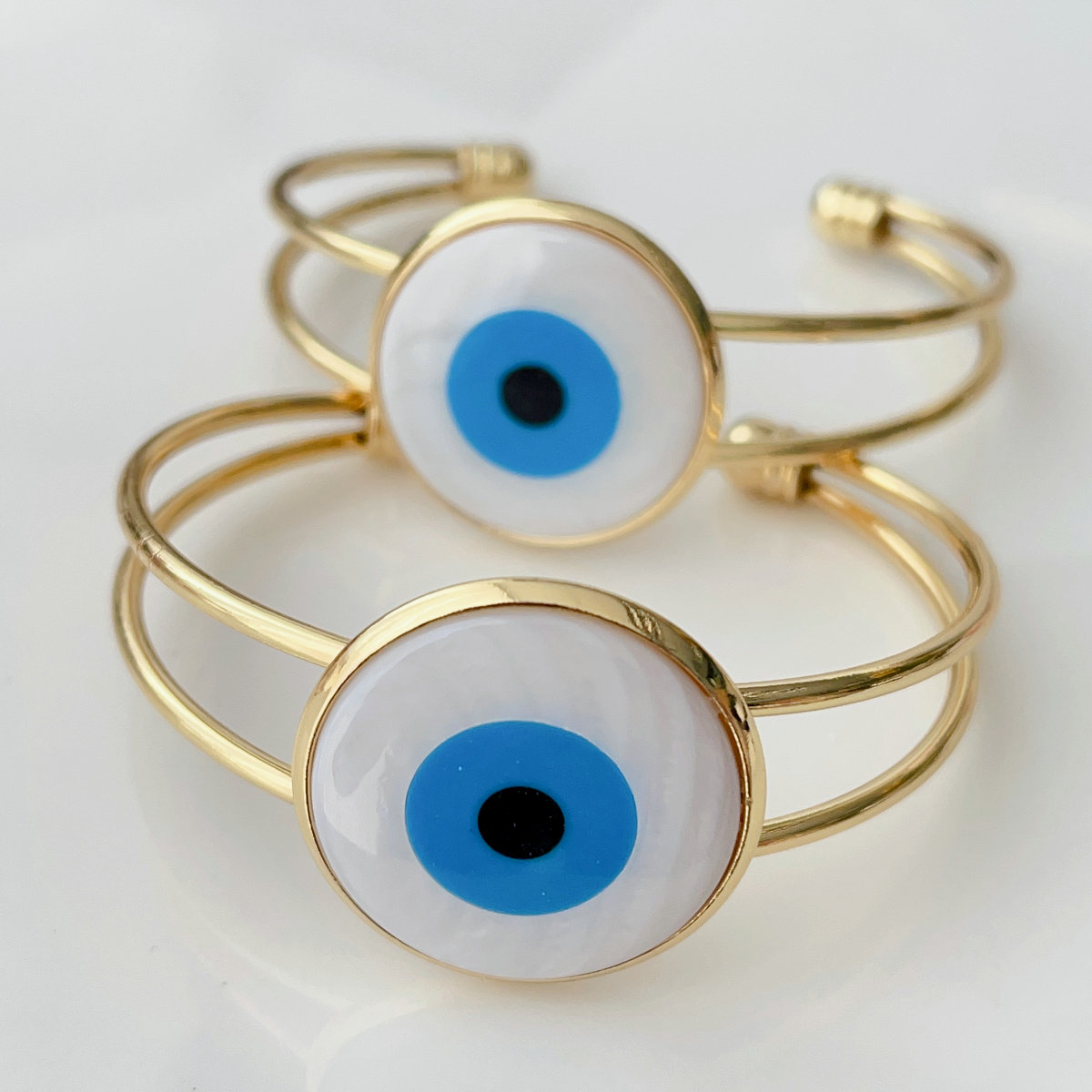 Big white evil eye bangle