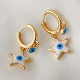 Enamel star eye drop earrings