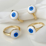 Enamel white evil eye ring