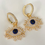 Pave cz blue eye drop earrings