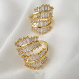 Pave cz leaf ring