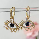 Pave cz blue eye drop earrings