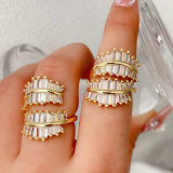 Pave cz leaf ring