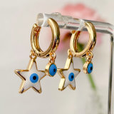 Enamel star eye drop earrings