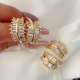 Pave cz leaf ring