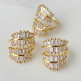 Pave cz leaf ring