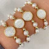 Mop virgin mary elastic pearl bracelet
