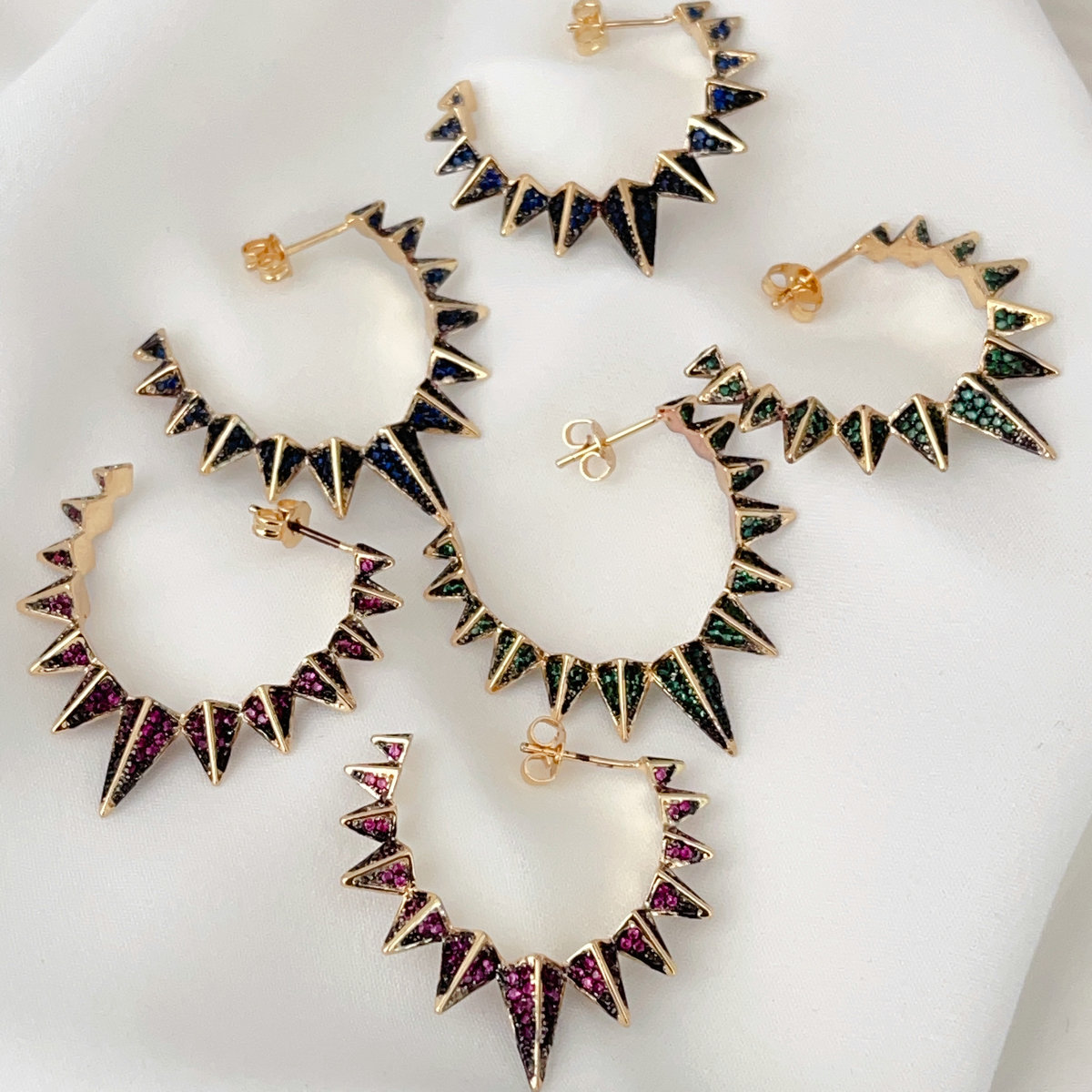 Pave cz awl hoops earrings