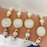 Mop virgin mary elastic pearl bracelet