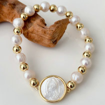 Mop virgin mary elastic pearl bracelet