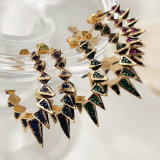 Pave cz awl hoops earrings