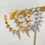 Pave cz awl hoops earrings