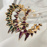 Pave cz awl hoops earrings