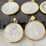 22mm Mop virgin mary pendant ( with chain )