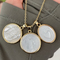 22mm Mop virgin mary pendant ( with chain )