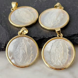 22mm Mop virgin mary pendant ( with chain )