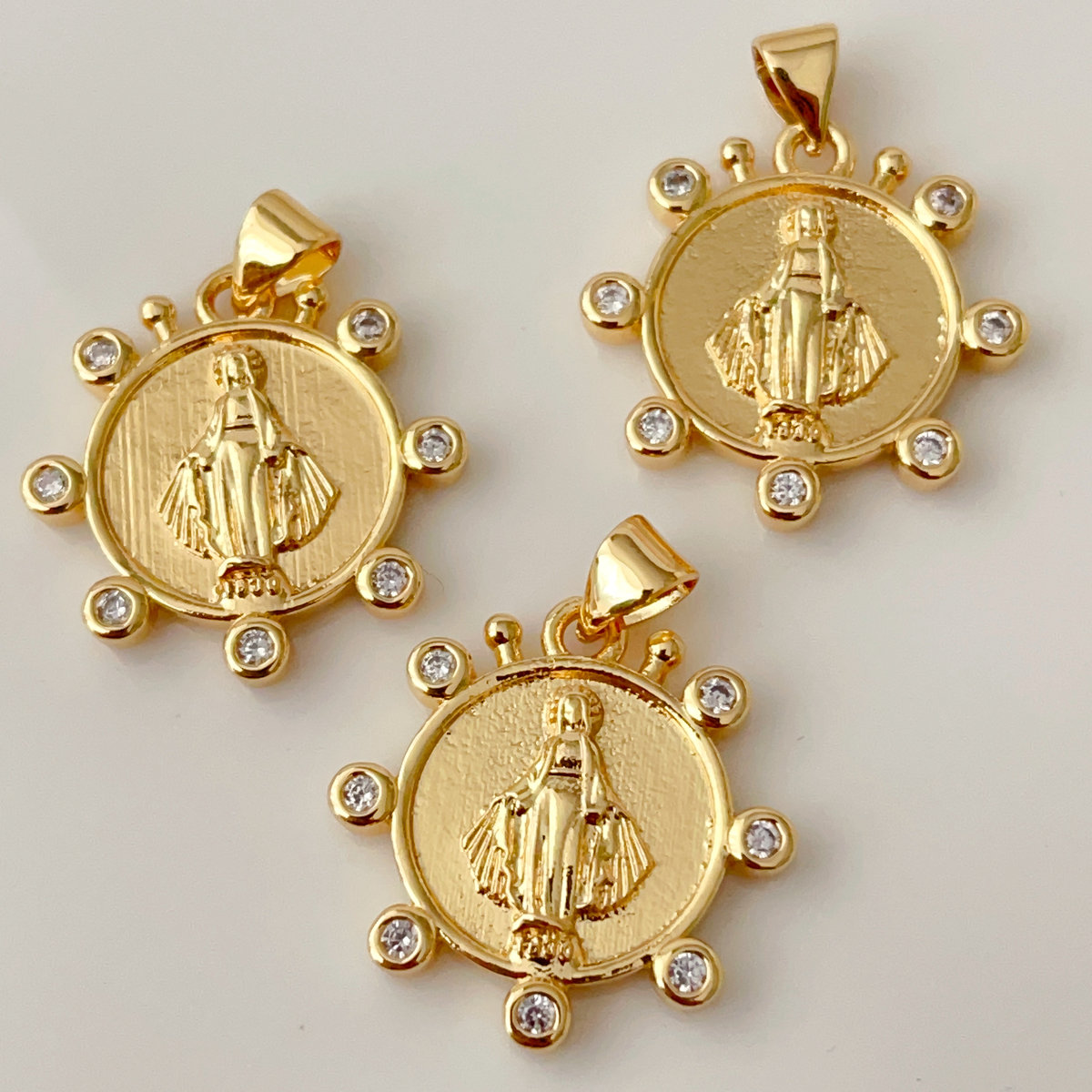 Pave round religious series charm
