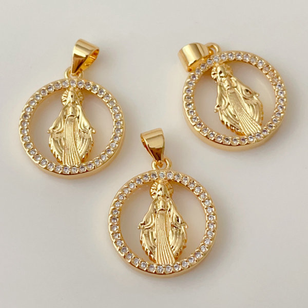 Pave round religious series charm