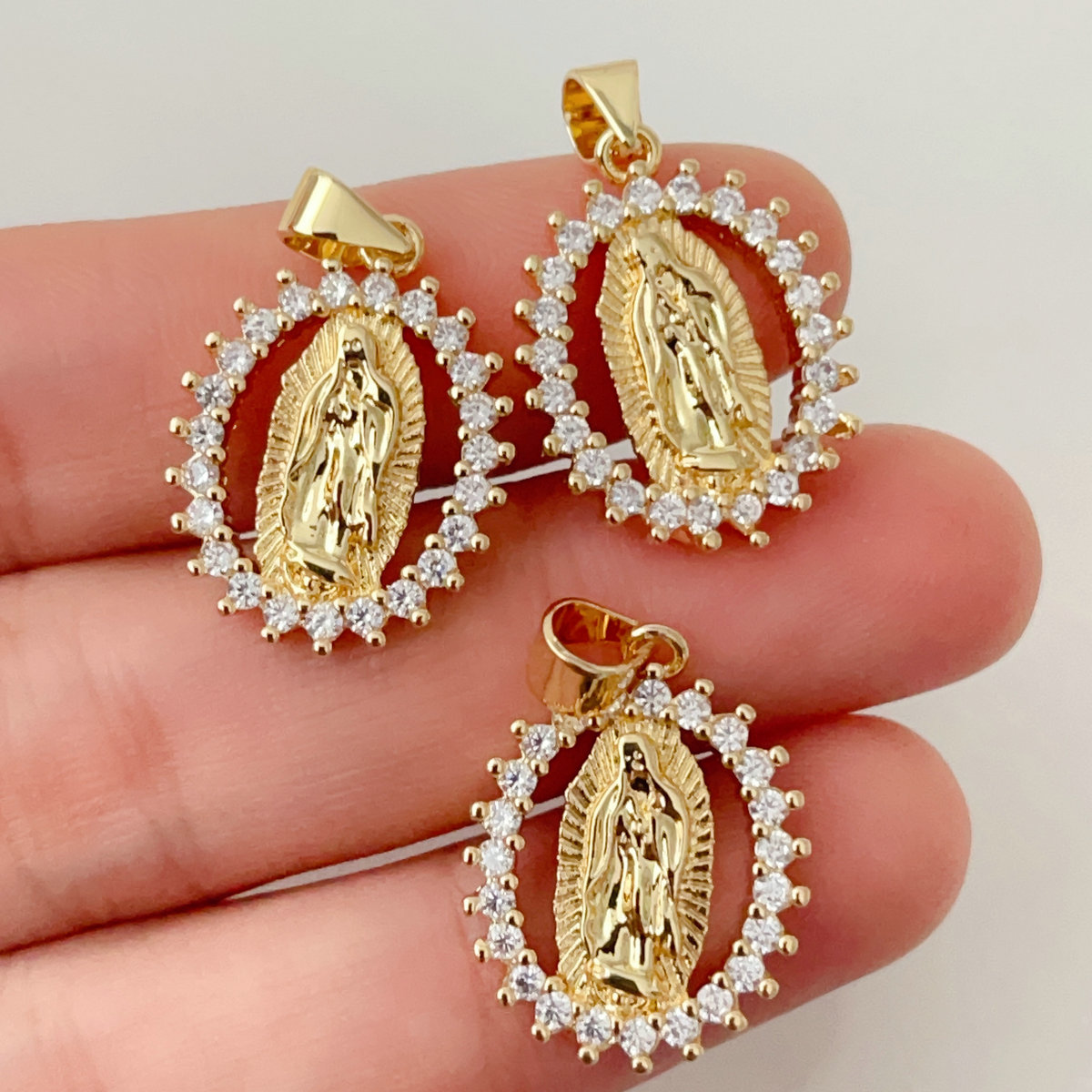 Pave virgin mary charm
