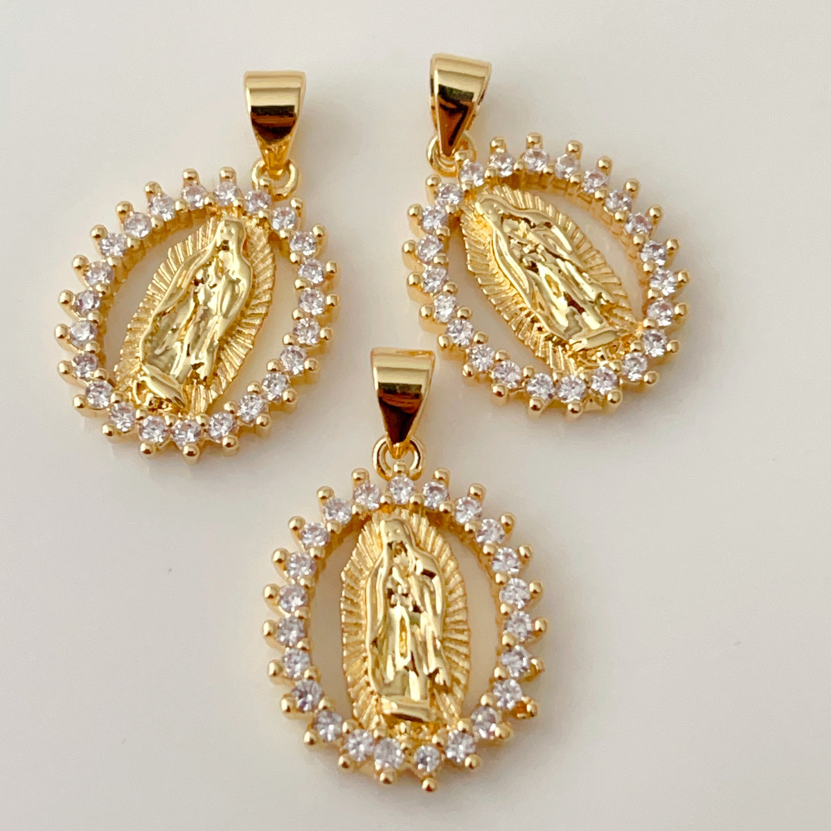Pave virgin mary charm