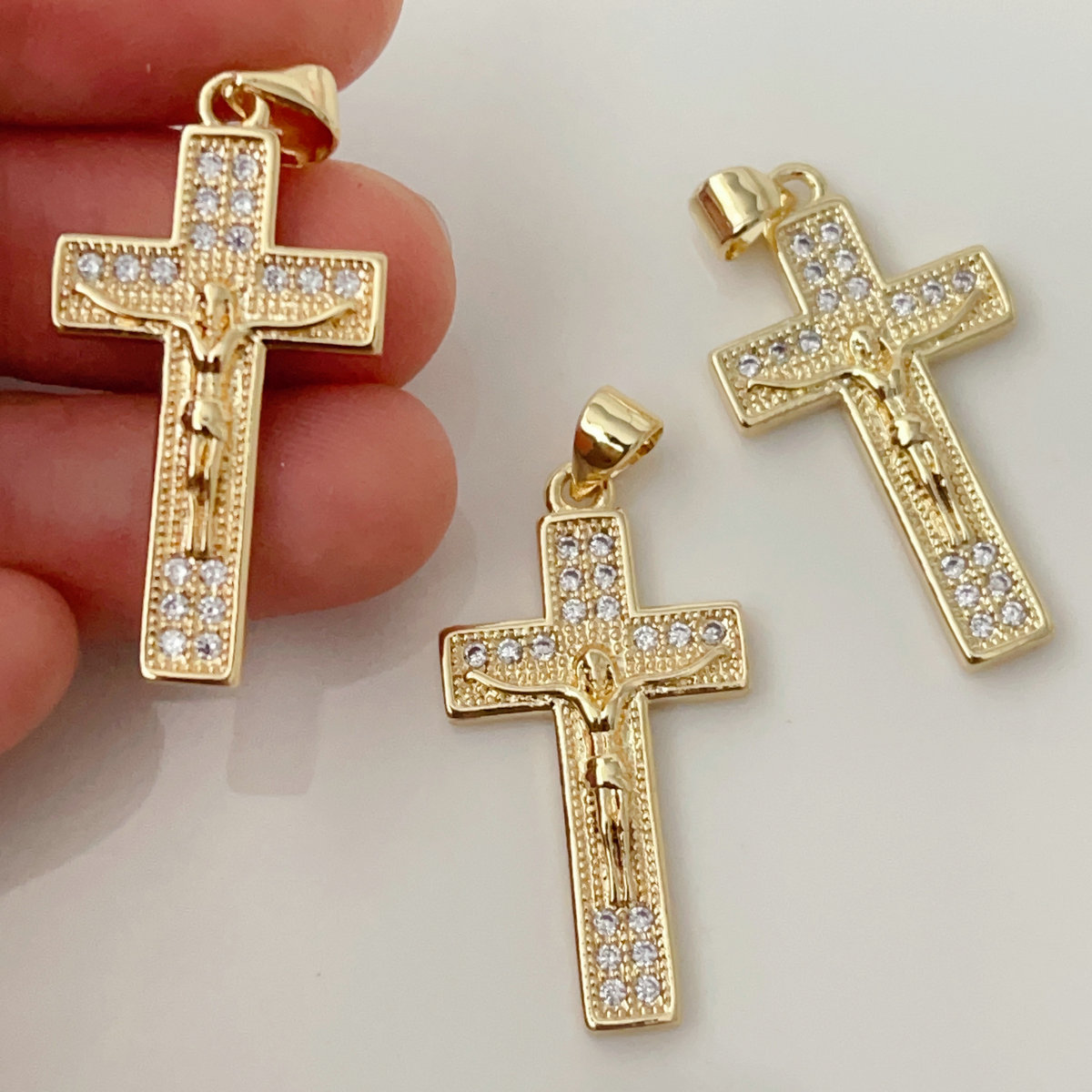 Pave cross charm