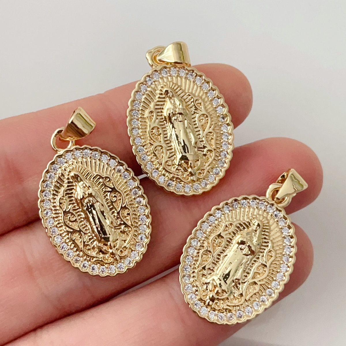 Pave oval religious series charm