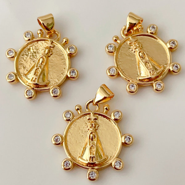 Pave round religious series charm