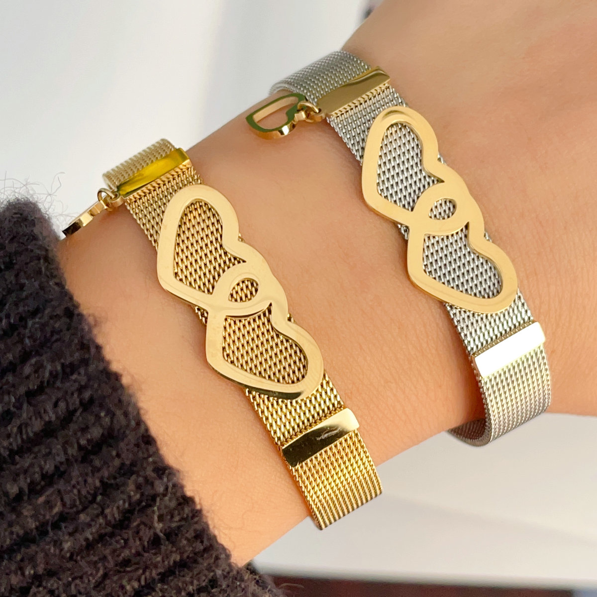Stainless steel heart bracelet