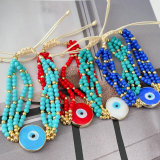 Coloful bead glass evil eye bracelet