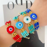 Coloful bead glass evil eye bracelet