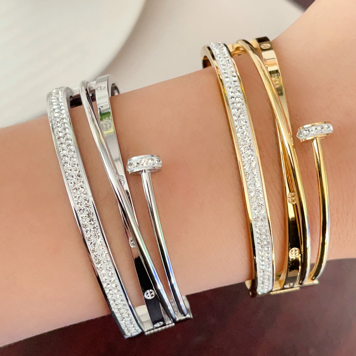 Stainless steel big nail bangle