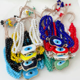 Square evil eye tassel bracelet