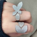 Pave flower ring