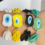 Square evil eye tassel bracelet
